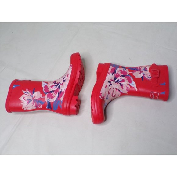 JOULES Molly Welly Mid-Height Red Floral Rubber Rain Boots 6 NEW - Picture 7 of 10